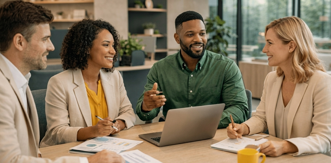 Profissional em ambiente corporativo moderno, representando seguro garantia, cumprimento de obrigações contratuais, segurança financeira e proteção para operações empresariais.